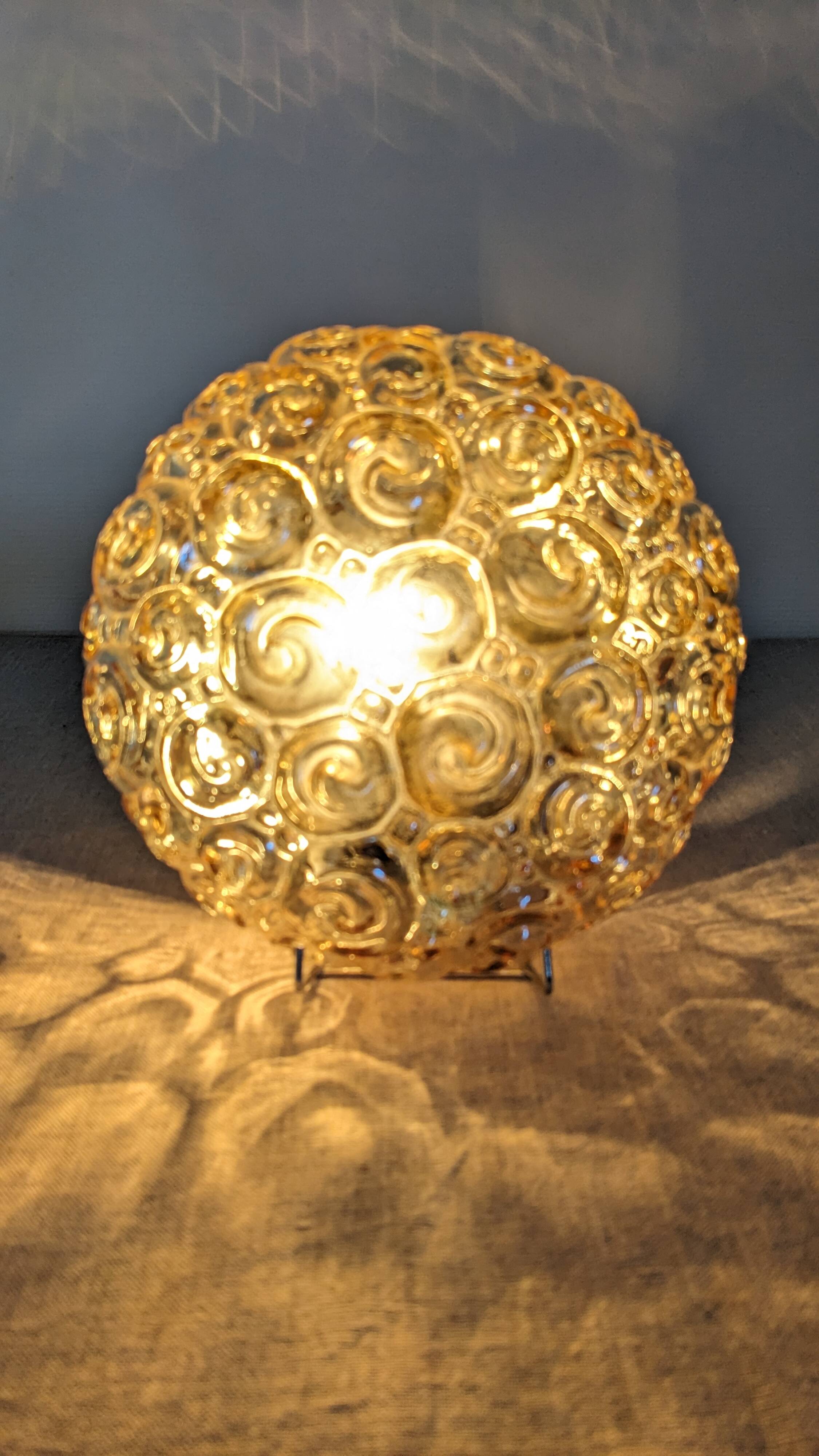 Amber glass bubble style ceiling light, France circa 1970.