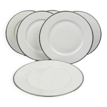 Raynaud, Fontainebleau Platinum, set of 6 plates with rim 25 cm