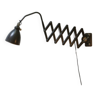 Bauhaus black metal agi belgium scissor wall lamp ca. 1920