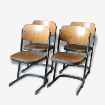 4 chaises d'école Northheler vintage