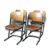 4 chaises d'école Northheler vintage