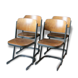4 chaises d'école Northheler vintage