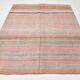 Tapis Kilim bohème rouge pâle et vert, 193 x 222 cm