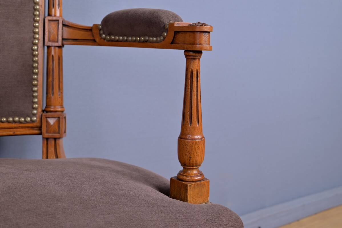 Pair of stained beech armchairs, Louis XVI style – 1950