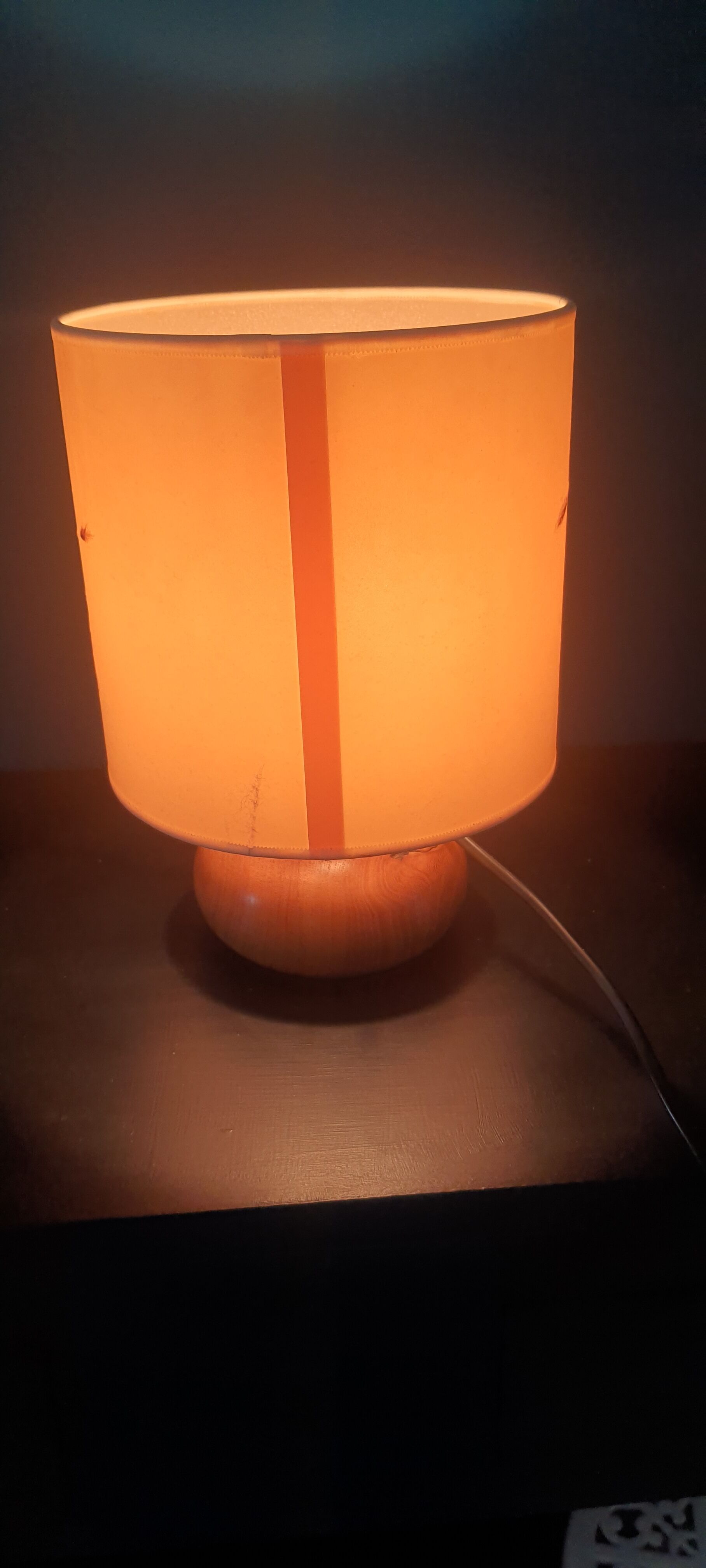 Table lamp bedside wood and vintage nature signed 1970