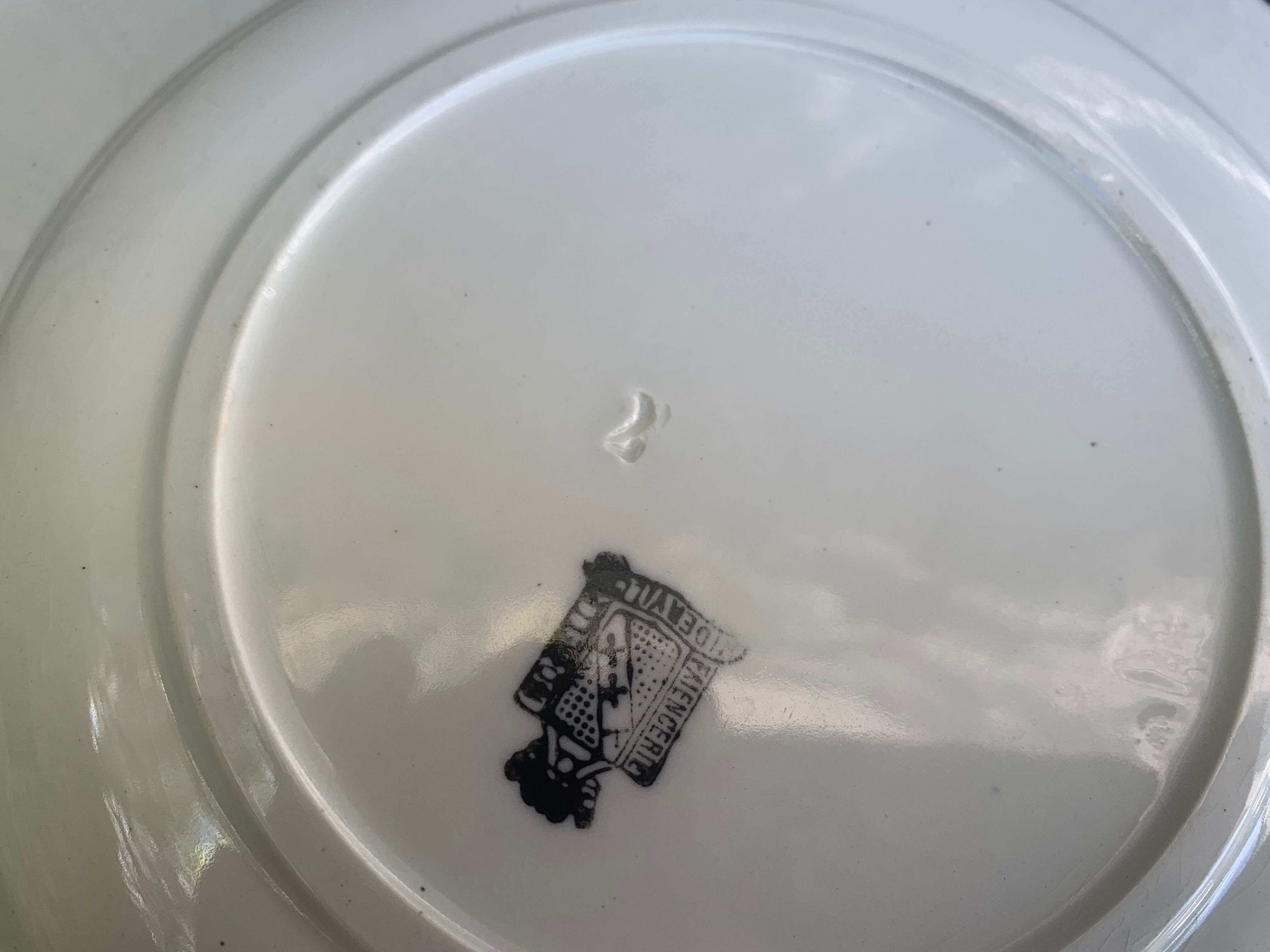 8 flat plates with blue flower pattern earthenware niderviller moselle france art deco