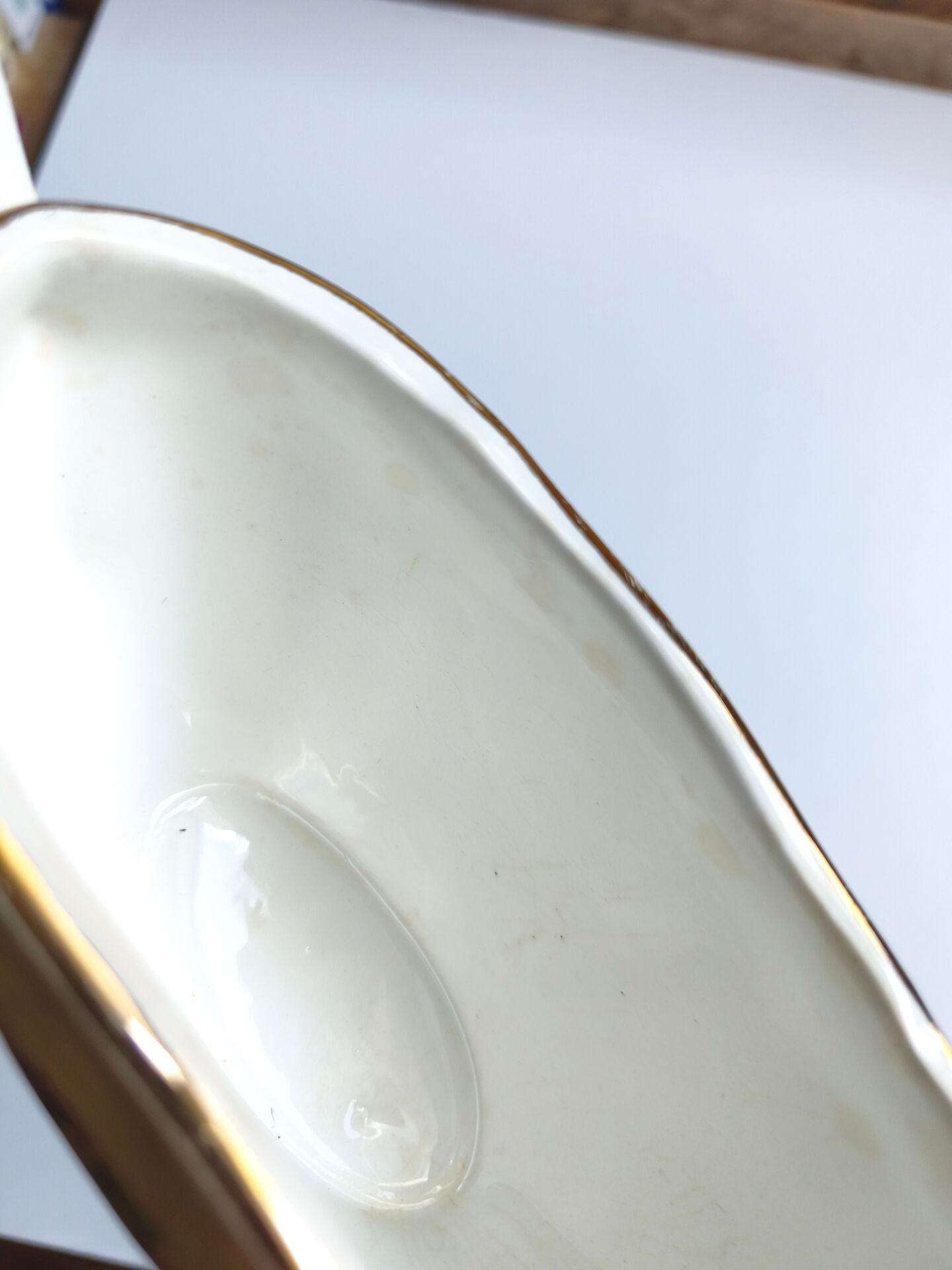 Vintage sauce boat L'Amandinoise model Paola white cream flowers