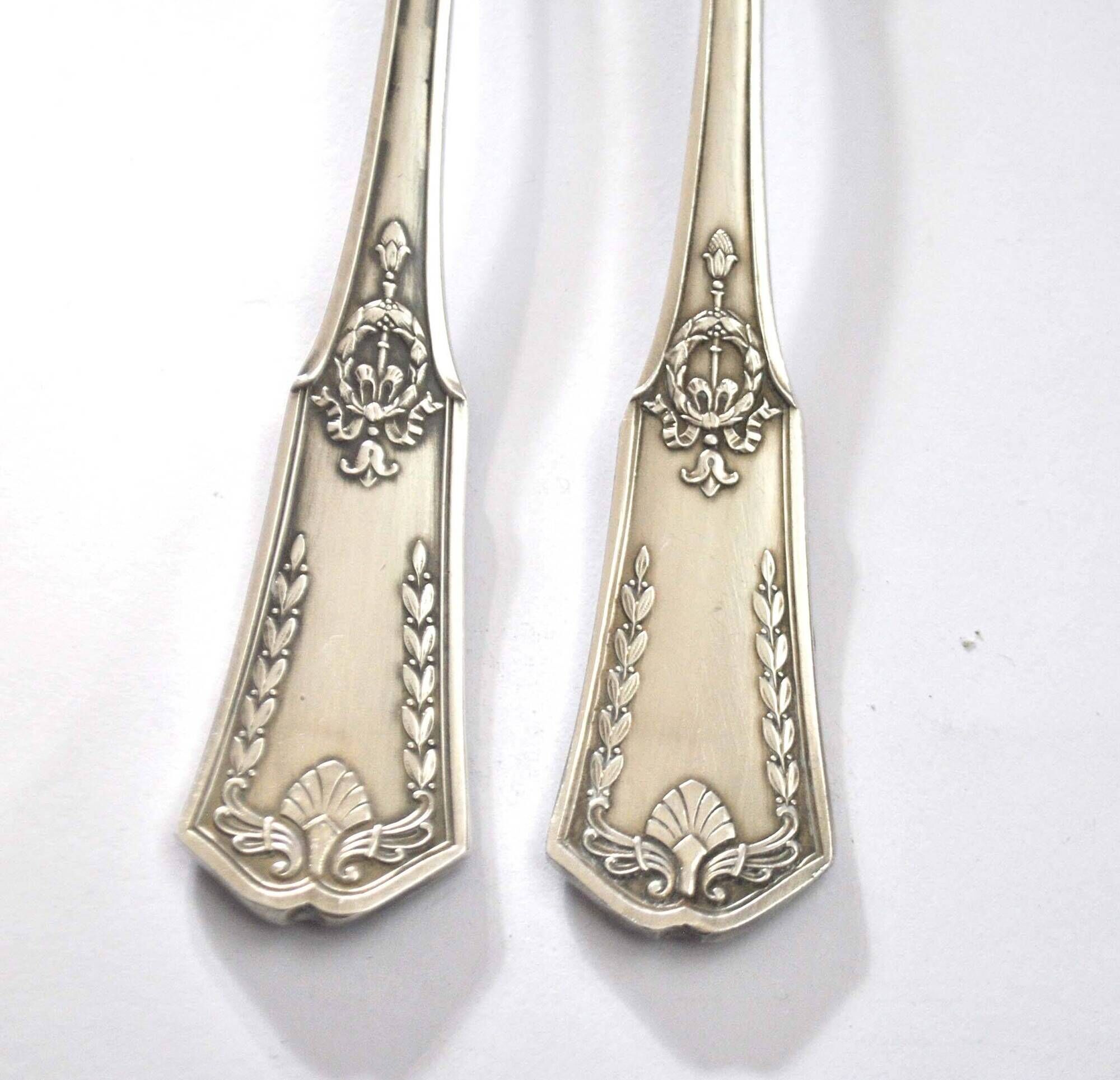 Lot 24 EMPIRE Silver Metal Table Cutlery SFAM model "Sans embarrass" 12 forks and 12 spoons