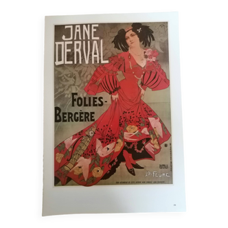Poster folies bergère "janederval/yvette guilbert repro années 70