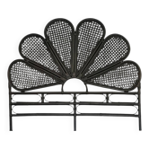 Vintage black rattan headboard 142cm