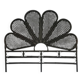 Tête de lit vintage en rotin noir 142cm