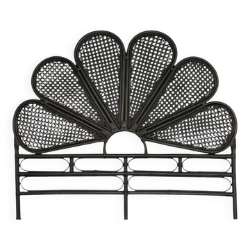 Tête de lit vintage en rotin noir 142cm