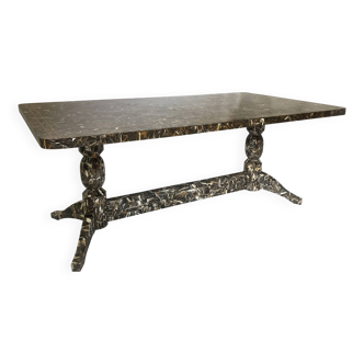 Maitland-Smith Tessellated Brown Marble Dining Table 1970s 1980s