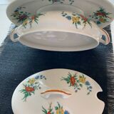 2 plats de service et 1 saucière en porcelaine ancienne de Limoges