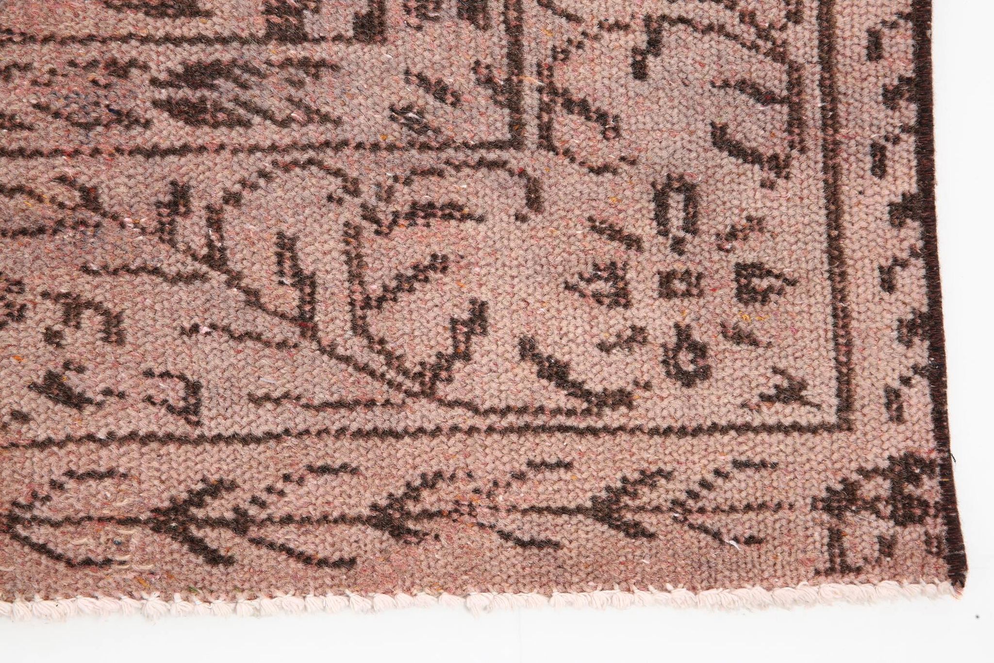 Tapis Vintage Kilim Rose Poudré Motifs Anatoliens, 176x282