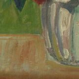 Peinture à l'huile sur panneau vintage européenne originale – « Décoration florale »