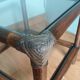 Wicker rattan glass end table
