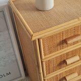Vintage rattan chest of drawers from the 1970s.