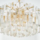 1 of 3 Palazzo chandelier in gilded brass and Murano glass, Kalmar, Austria, 1970s