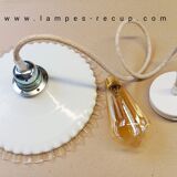 Opaline pendant light ready to install with vintage bulb