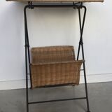 Folding sofa end in metal and wicker - vintage 1960