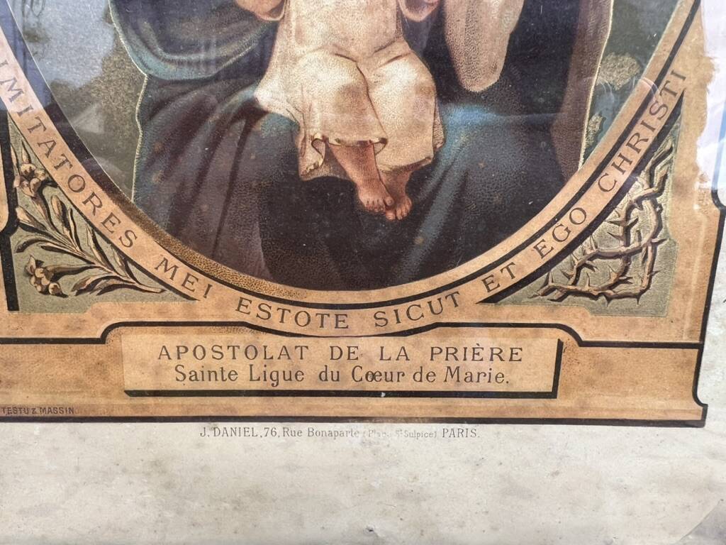 Framed religious image – "Per Mariam ad Jesum" – Paris, circa 1900