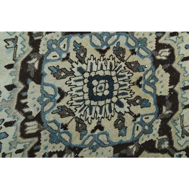 1960s Vintage Persian Handmade Wool Cotton Brown Area Rug 278x354
