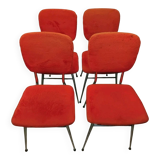 Lot de 4 anciennes chaises en tissus moumoute année 60 vintage