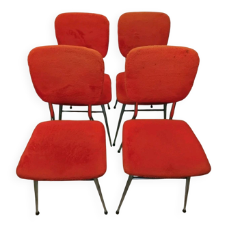 Set of 4 vintage 60s moumoute fabric chairs