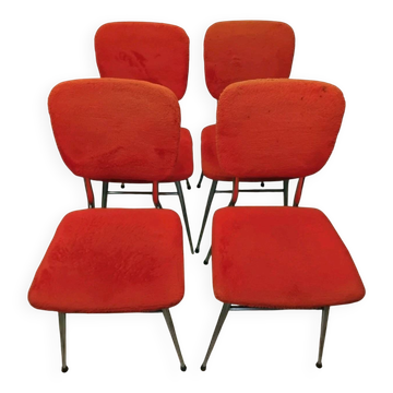 Set of 4 vintage 60s moumoute fabric chairs
