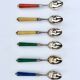 Set of eight enamelled silver spoons