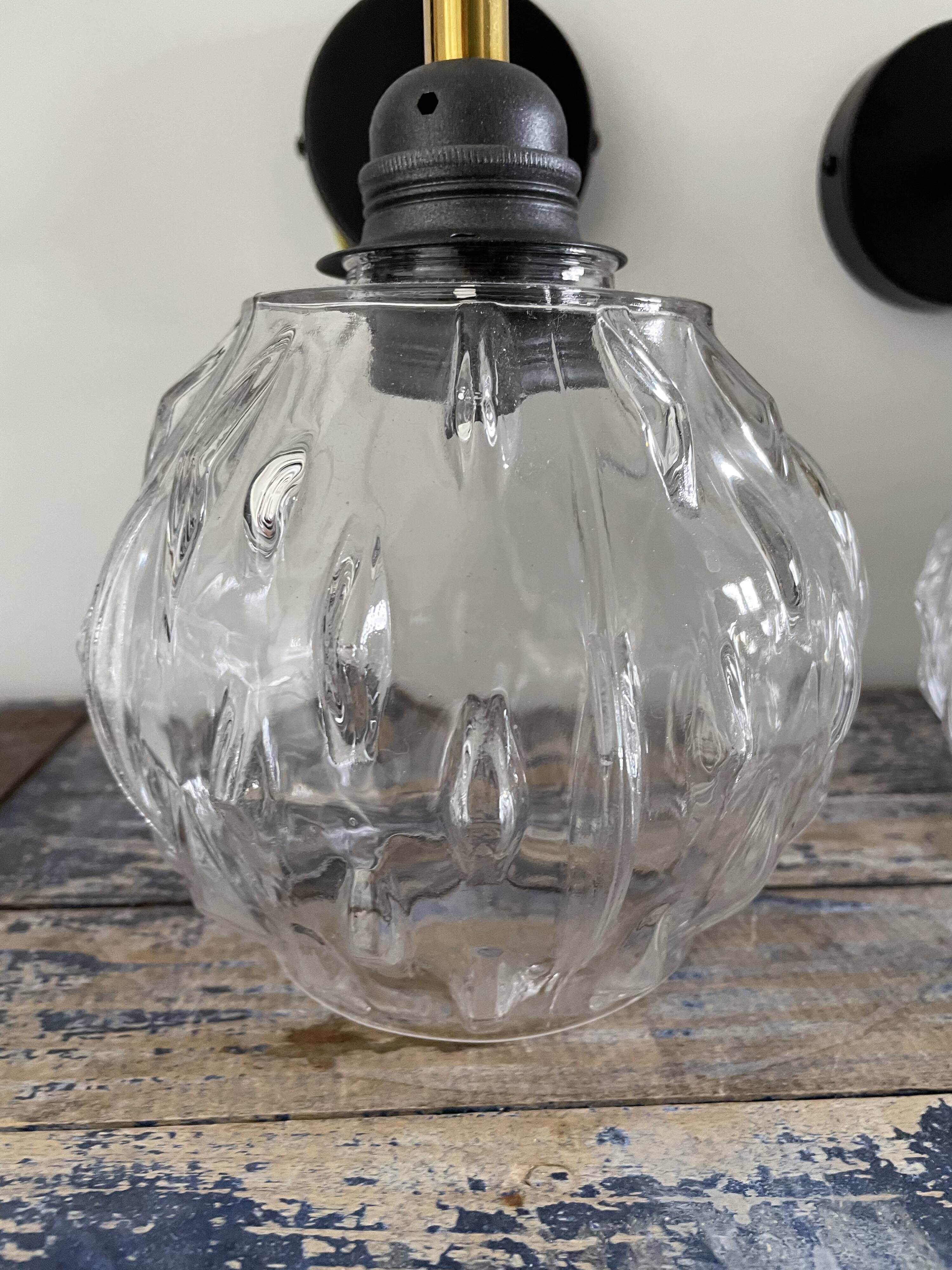 Paire d’appliques murales globe boule vintage