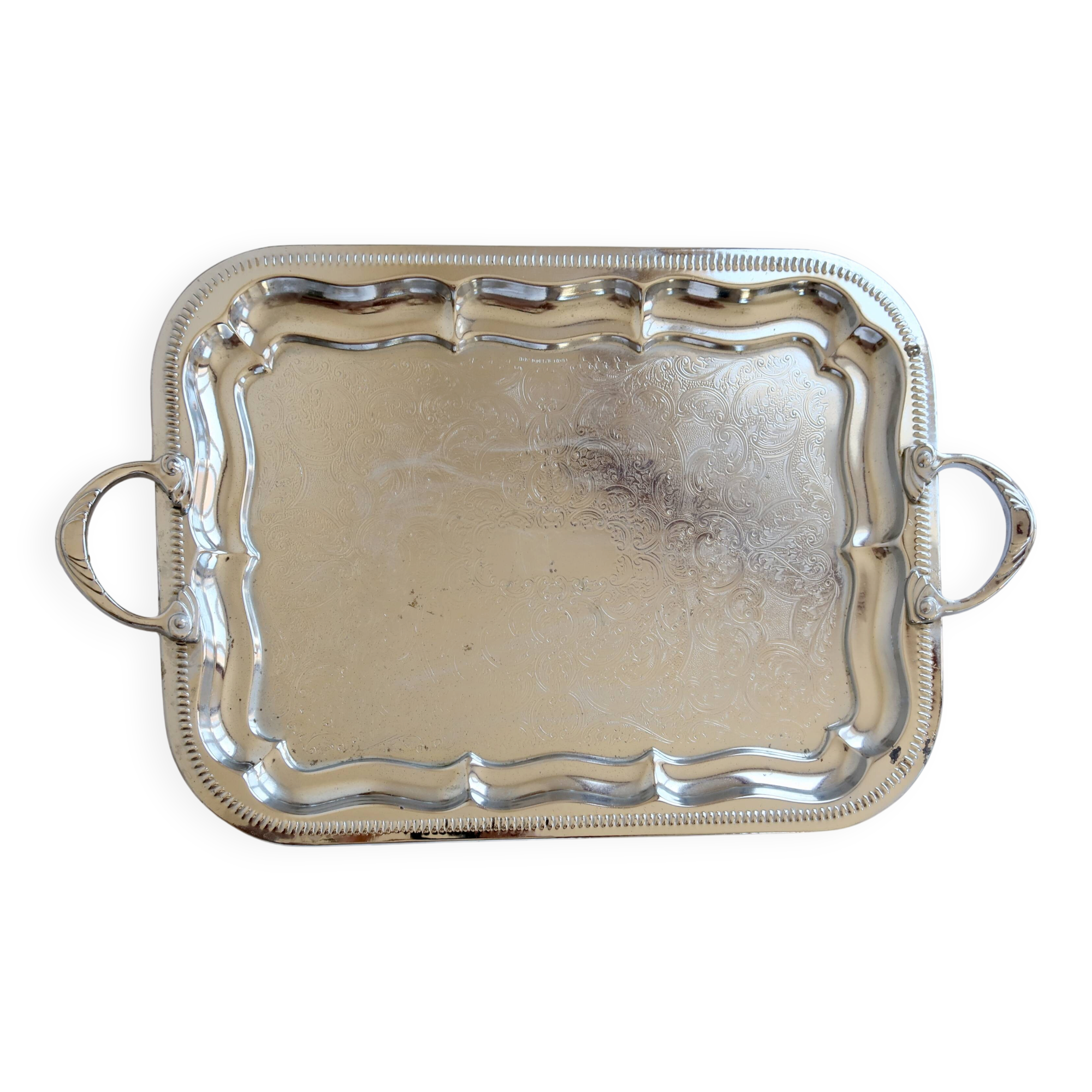 Vintage silver-plated service tray – Handles