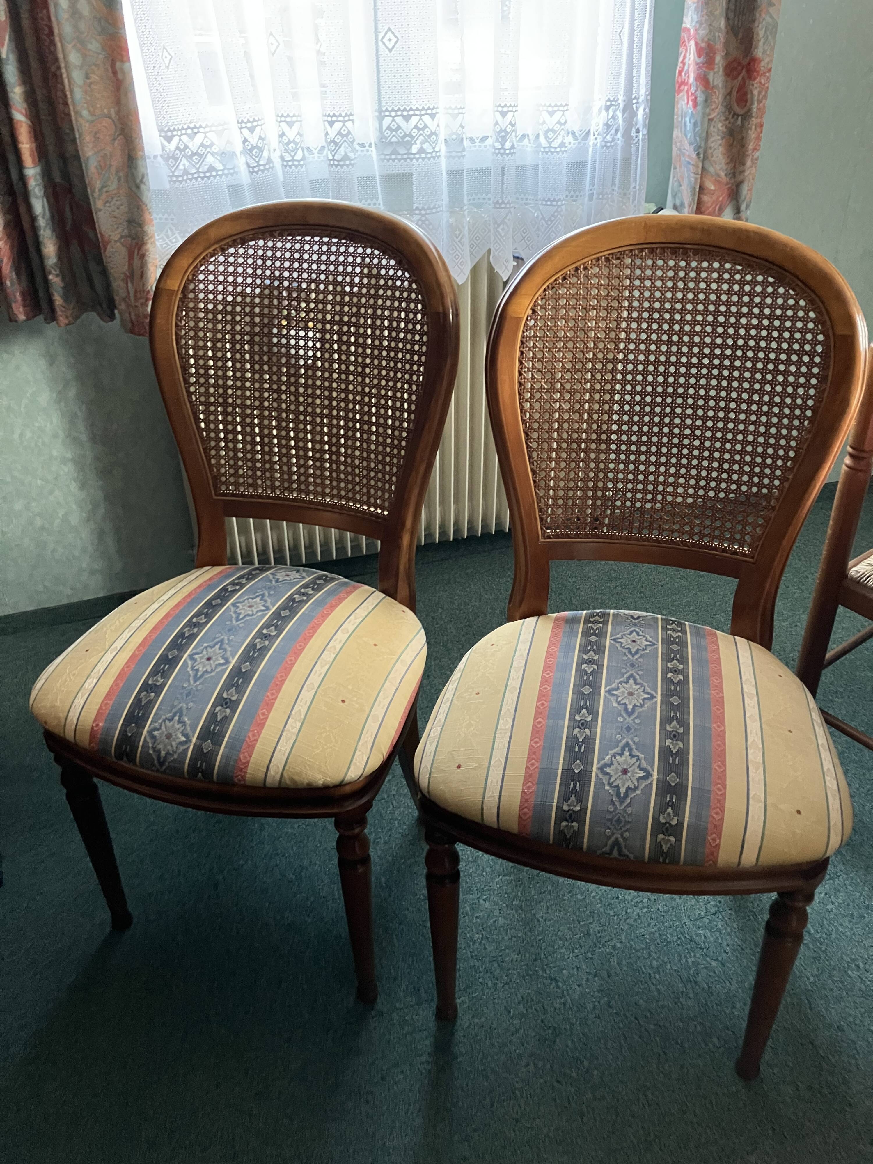 Set of two solid beech chairs.