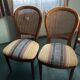 Set of two solid beech chairs.