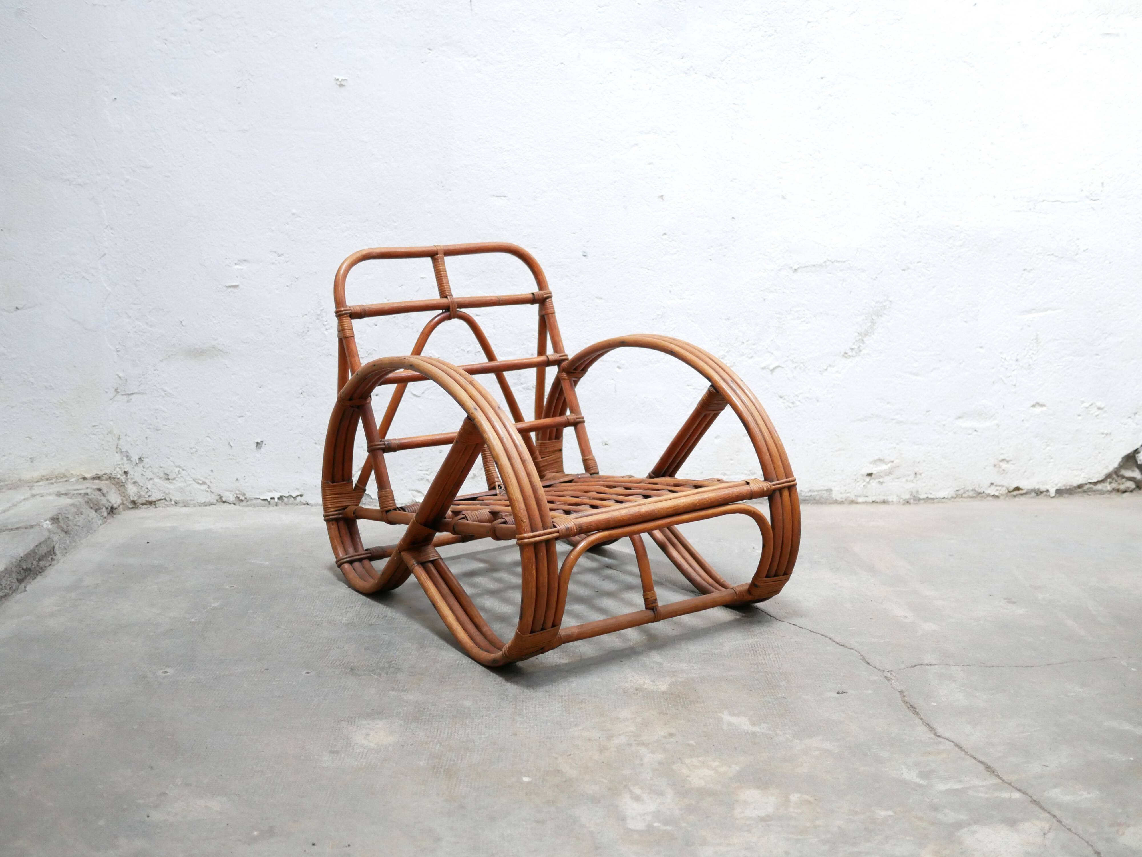 Vintage rattan pretzel armchair