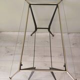 Antique side table made of metal and glass