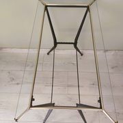 Table d'appoint ancienne en métal et en verre