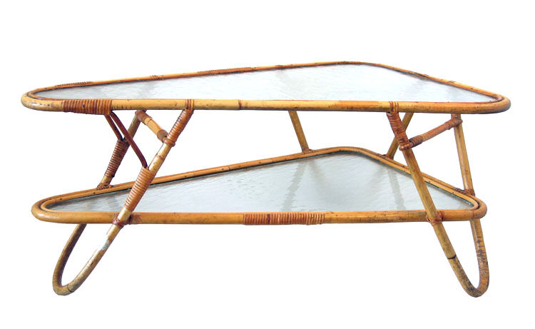 Grande table basse en rotin par Dirk van Sliedrecht pour Rohe Noordwolde.