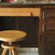 Vintage oak desk with its stool.