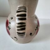 Vintage stoneware pitcher with hand-painted floral decoration, 1960s–70s