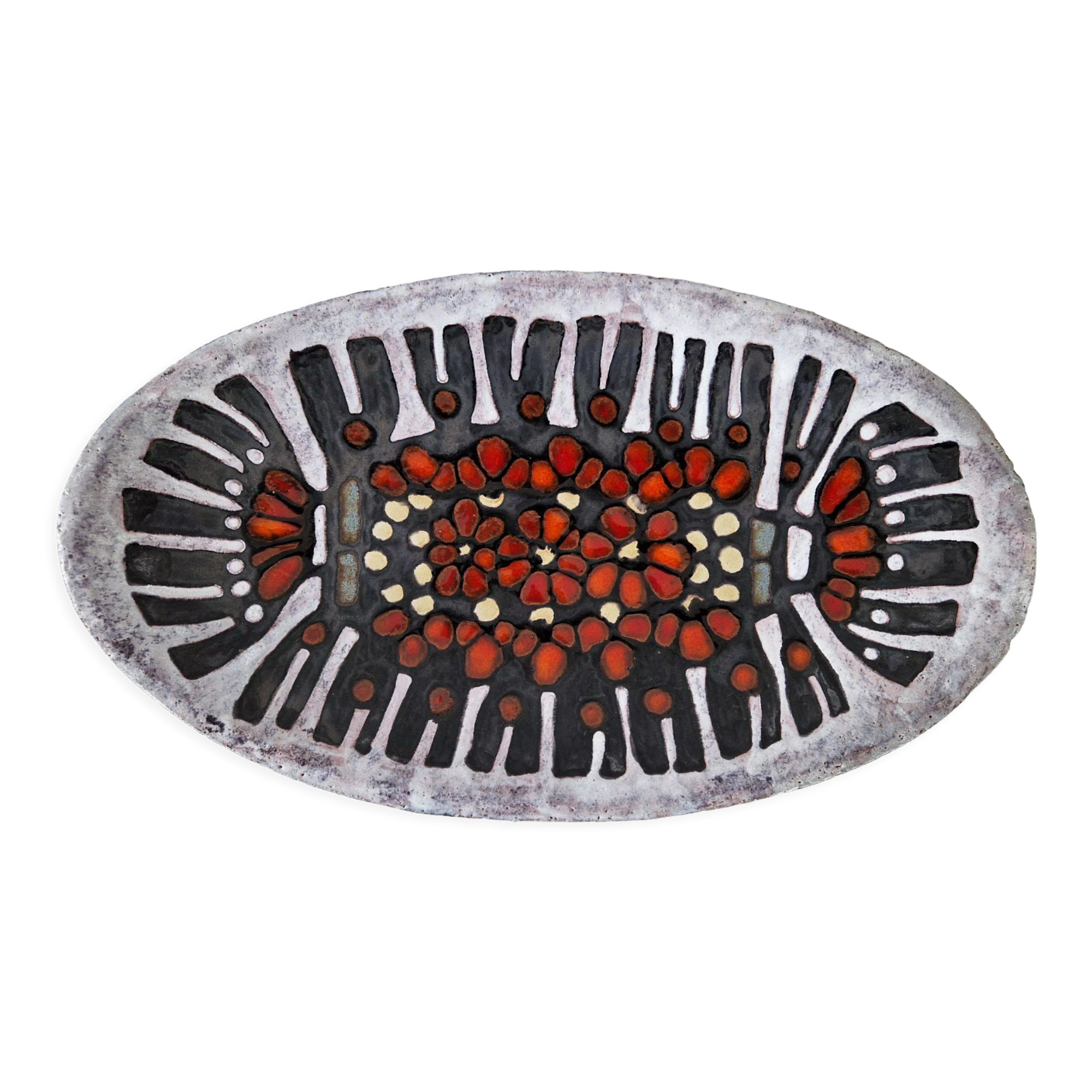 Oblong ceramic cut by perignem circa 1960