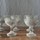 5 vintage fruit pattern glass ice cream cups