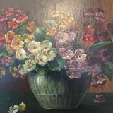 Still life bouquet of priming oval frame