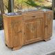 Parisian art deco 2-part buffet renovated in solid oak and marble 1940