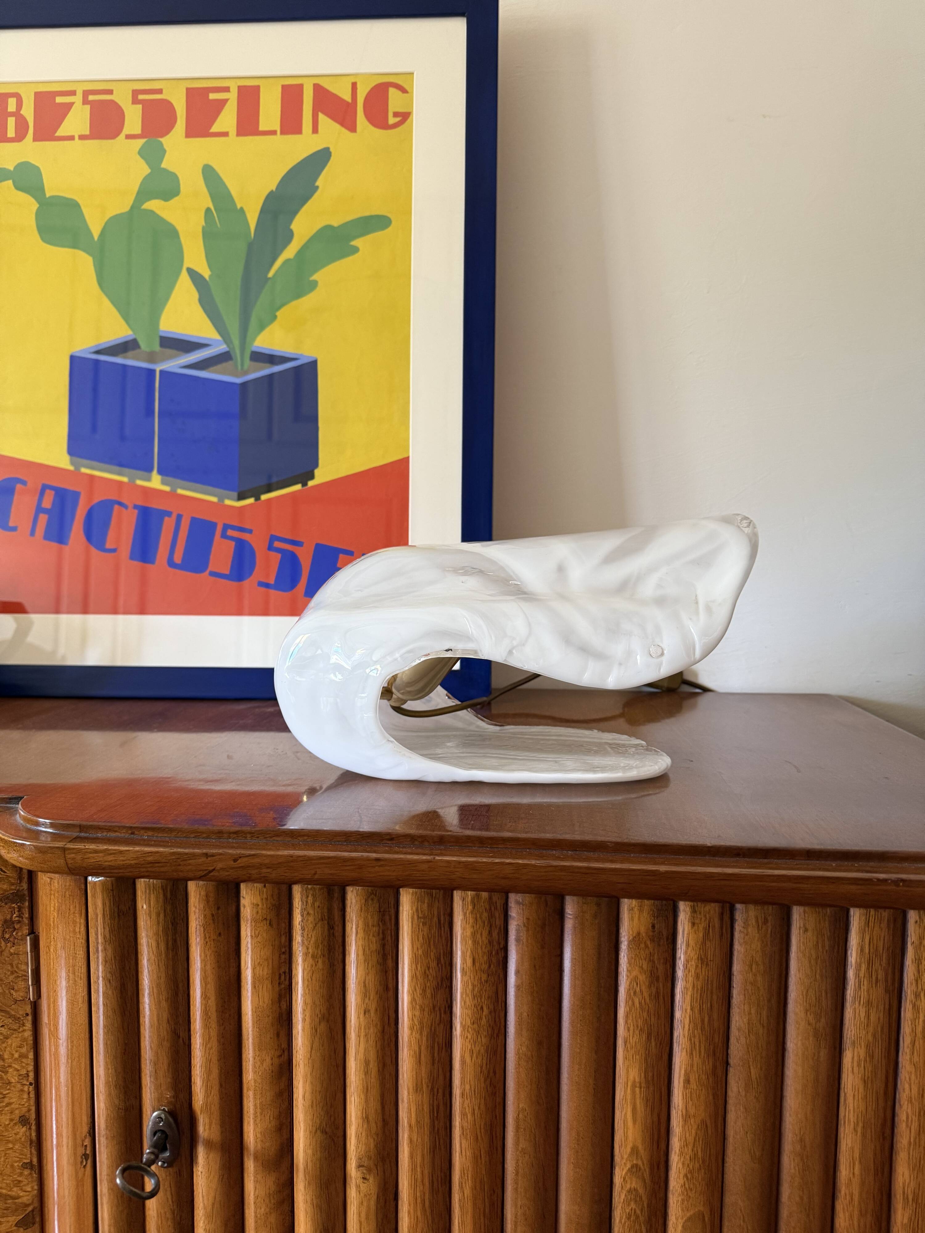 Murano blown shell shaped glass sculptural table lamp, La Murrina Italy 197