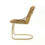 Italian vintage metal chair in gold, Italy 1970s