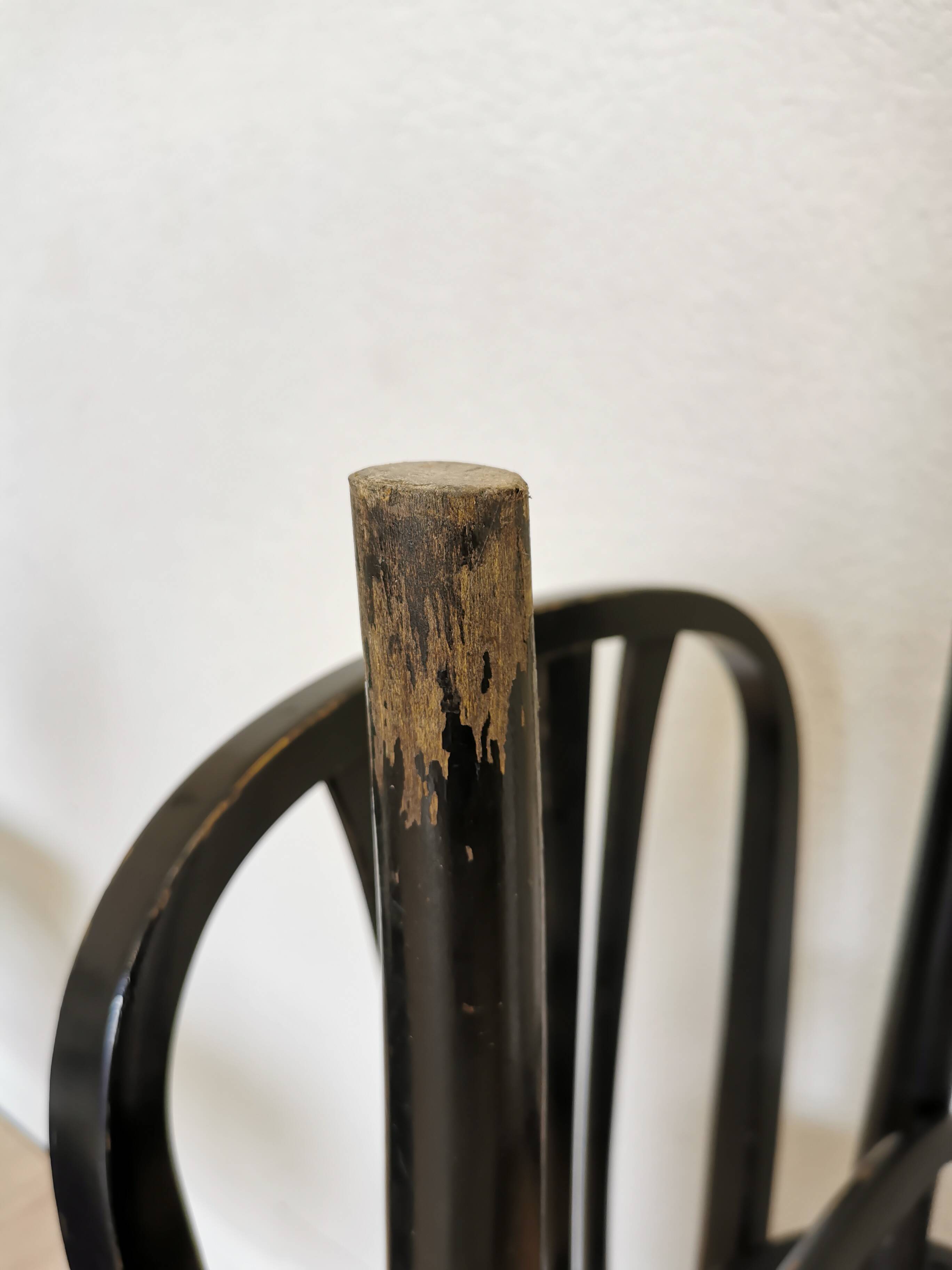 Set of 4 Vintage Black Wooden Dining Chairs: STOL Kamnik, 70s, Yugoslavia