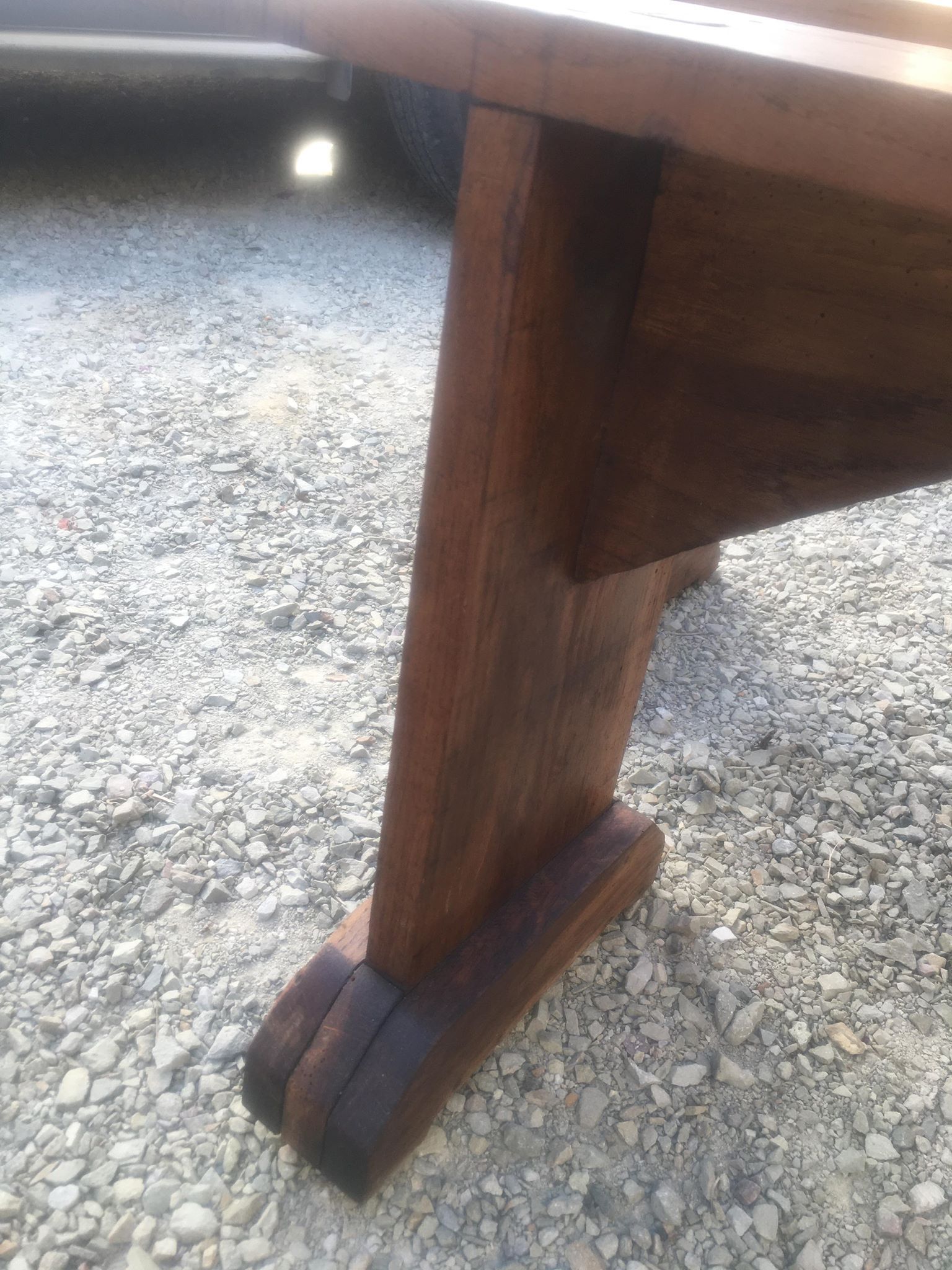 Pair of farm benches in rustic oak