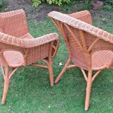 Paire de fauteuils rotin et osier